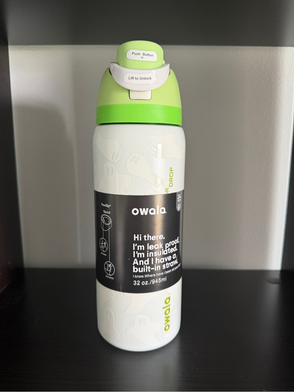 Owala FreeSip Halloween Ghost Glow in the Dark Tumbler 32oz Stainless Steel